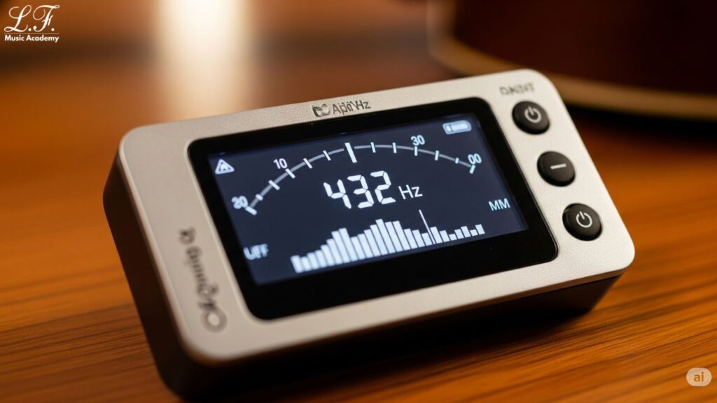 Imagem de afinador digital ajustando para 432hz
