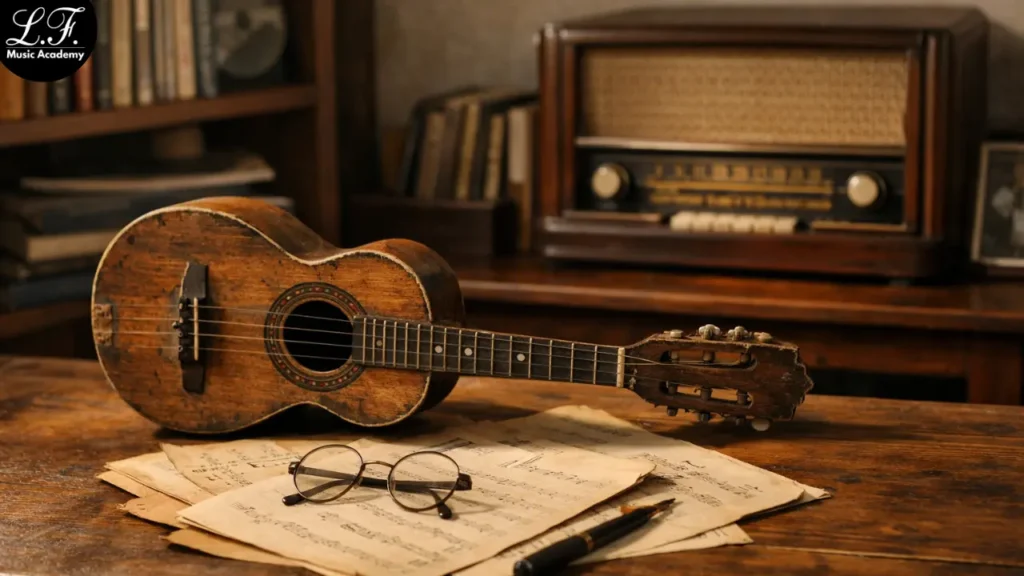 cavaquinho antigo com elementos da história musical